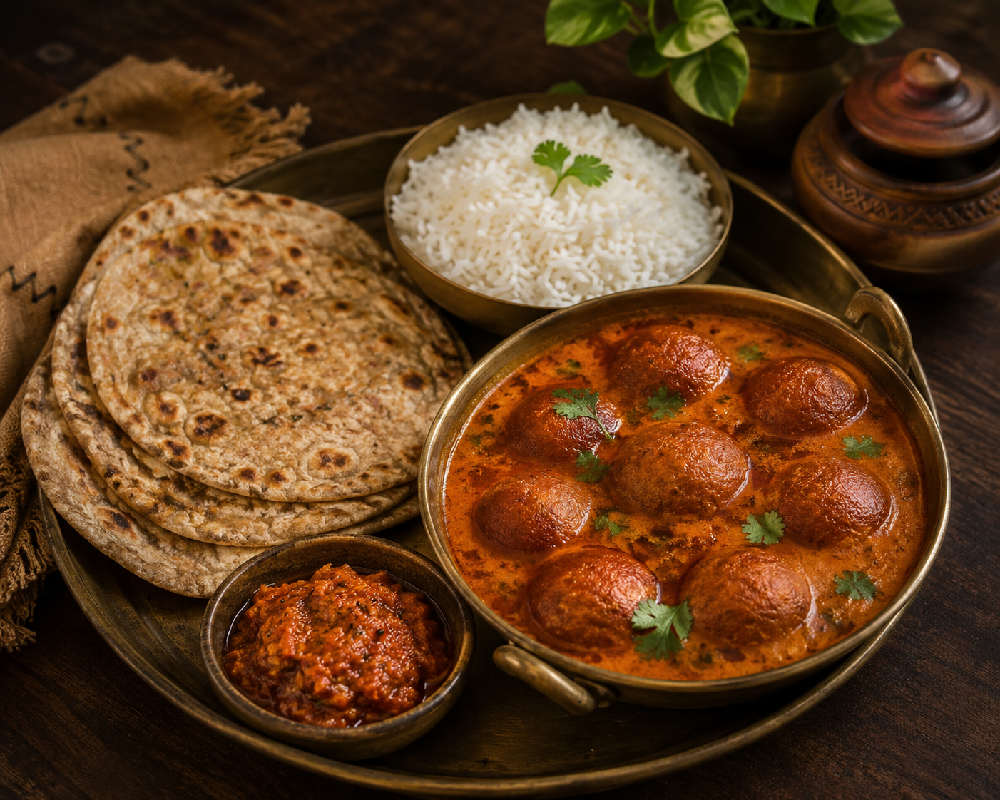 Authentic Indian food prepared for guests